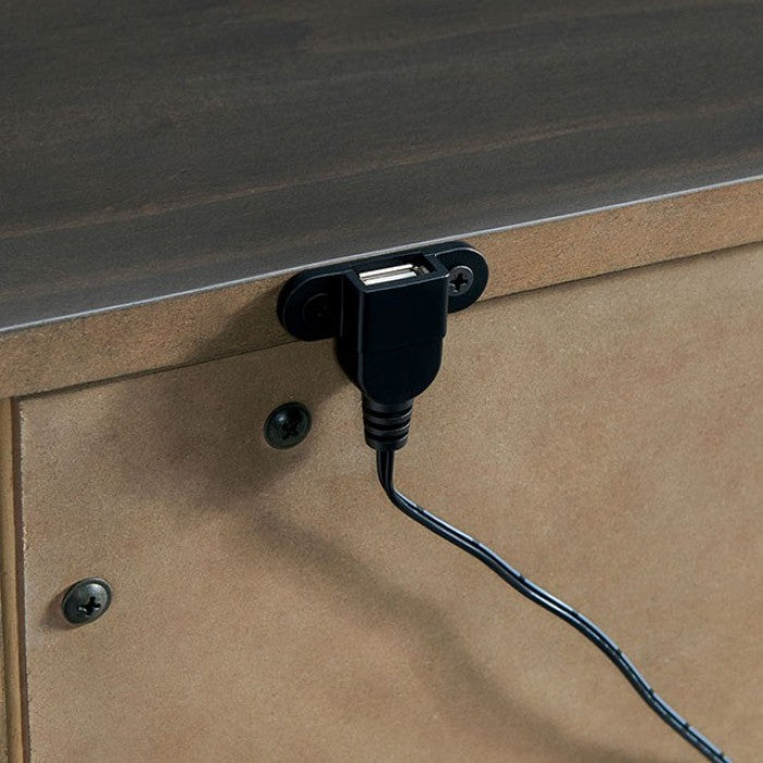 Regenburg Rustic Solid Wood Dark Gray Nightstand