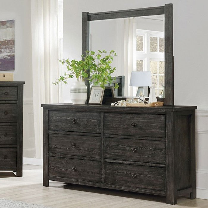 Regenburg Rustic Solid Wood Dark Gray Dresser