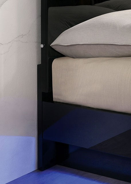 Erlach Contemporary Solid Wood High Gloss Finish Bed