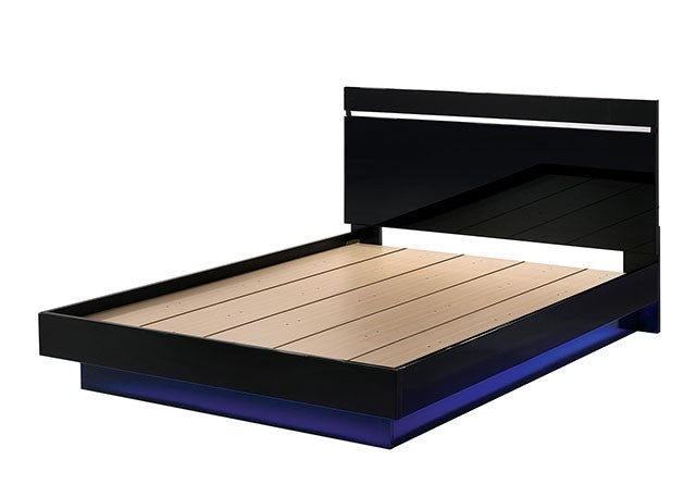 Erlach Contemporary Solid Wood High Gloss Finish Bed