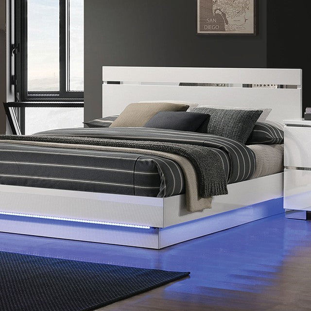 Erlach Contemporary Solid Wood High Gloss Finish Bed