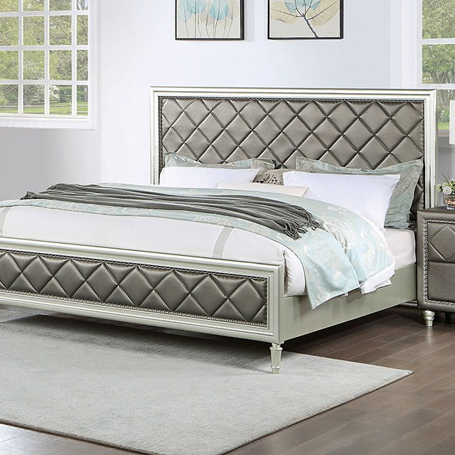 Xandria Transitional Leatherette Padded Headboard Bed