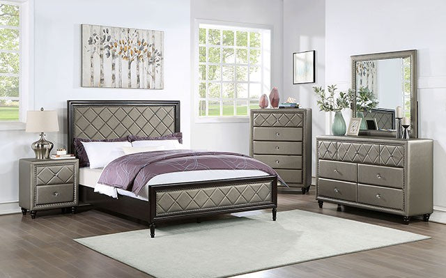 Xandria Transitional Leatherette Padded Headboard Bed
