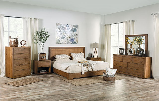 Leirvik Transitional Rattan Solid Wood Bed