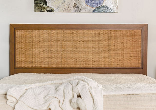 Leirvik Transitional Rattan Solid Wood Bed