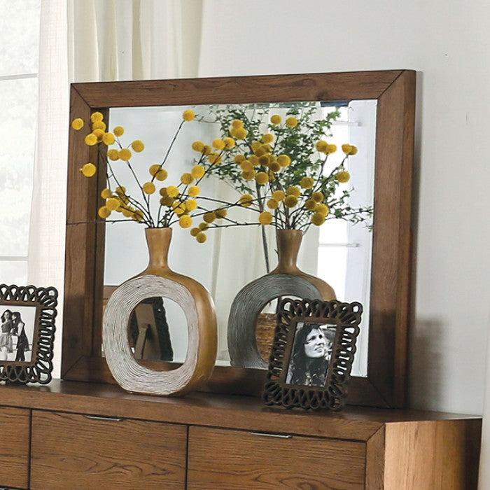 Leirvik Transitional Rattan Solid Wood Mirror
