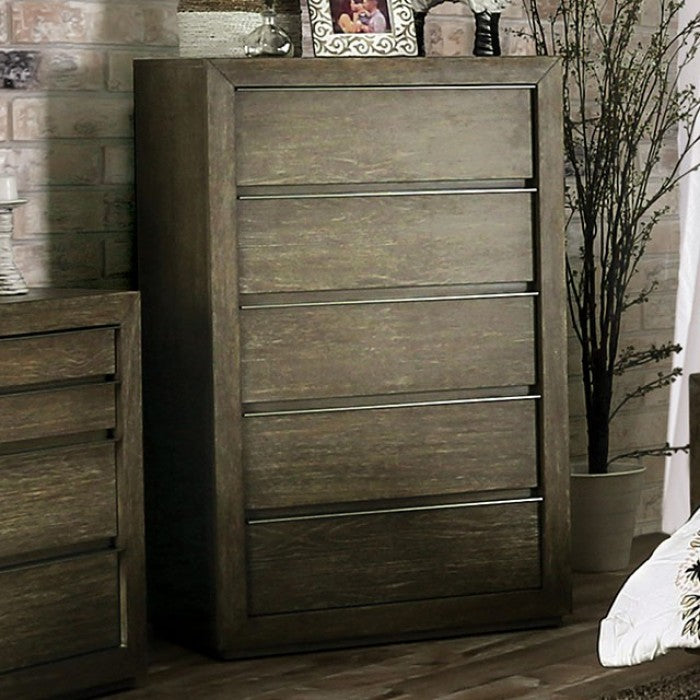 Bridgewater Transitional Solid Wood 5 Drawer Chest