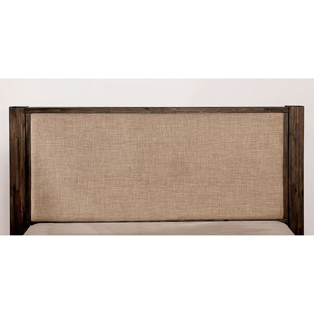 Coney Transitional Fabric Solid Wood Walnut Bed