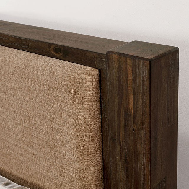 Coney Transitional Fabric Solid Wood Walnut Bed