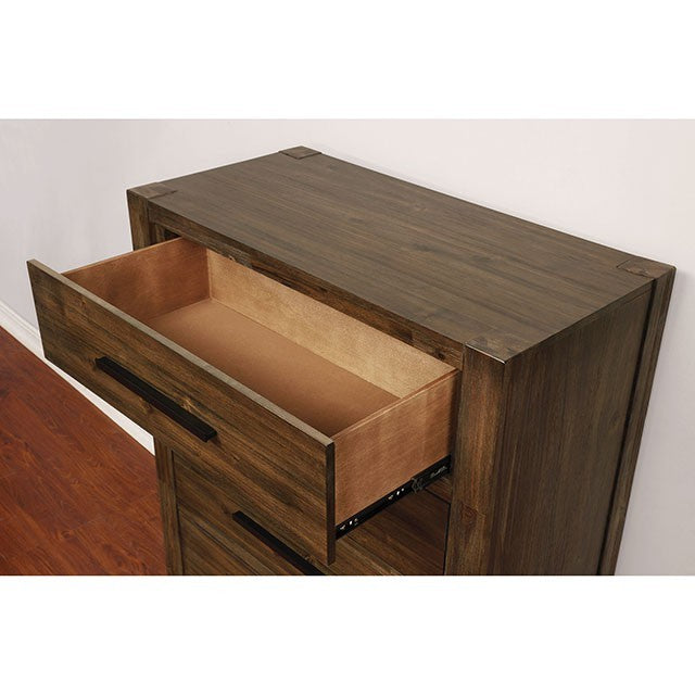 Coney Transitional Fabric Solid Wood Walnut Bed