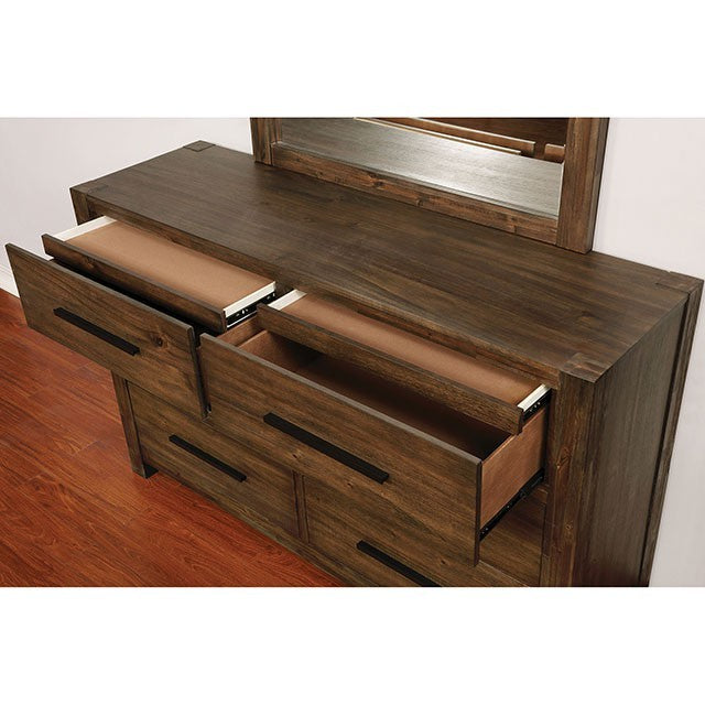 Coney Transitional Fabric Solid Wood Walnut Bed