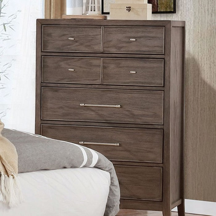 Tawana Linen Fabric Solid Wood Warm Gray Beige Chest