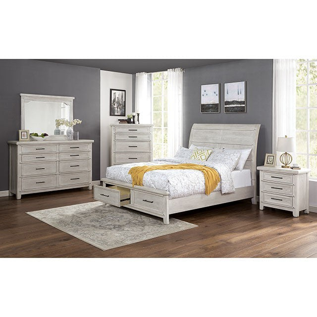 Shawnette Transitional Solid Wood Footboard Drawers Bed