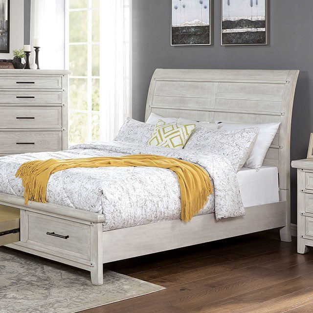 Shawnette Transitional Solid Wood Footboard Drawers Bed
