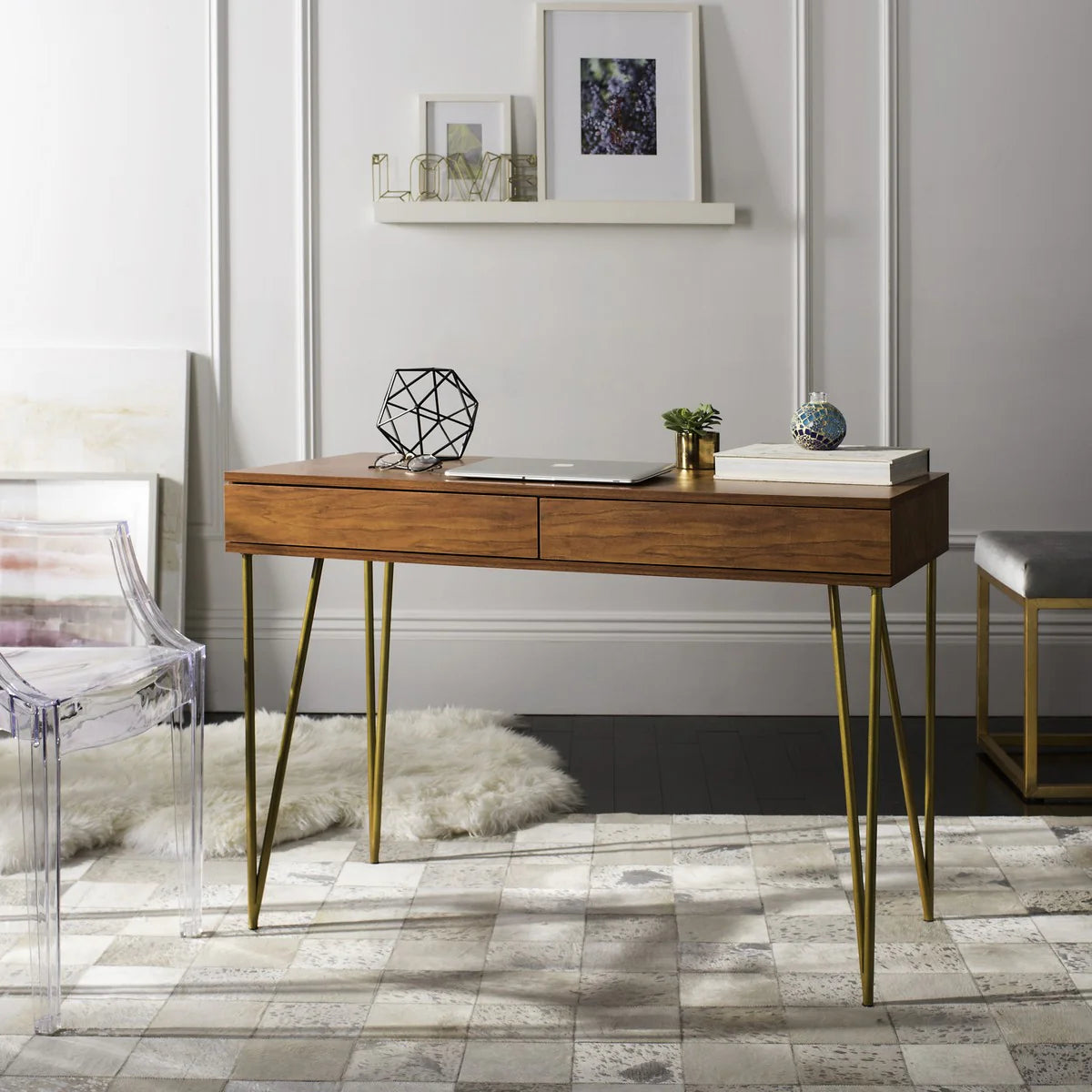 Pine Two-Drawer Desk - Functional and Stylish Workspace for Modern Home Offices
