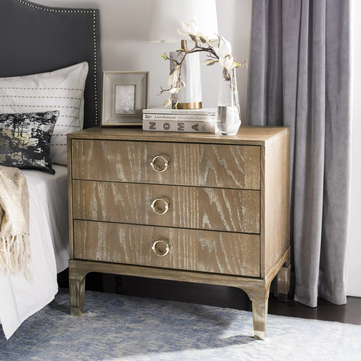Lorna 3-Drawer Contemporary Night Stand - Sleek and Functional Storage for Modern Bedrooms
