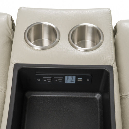 Divani Casa Frazier Modern Light Grey Leather Console - Stylish & Contemporary Furniture
