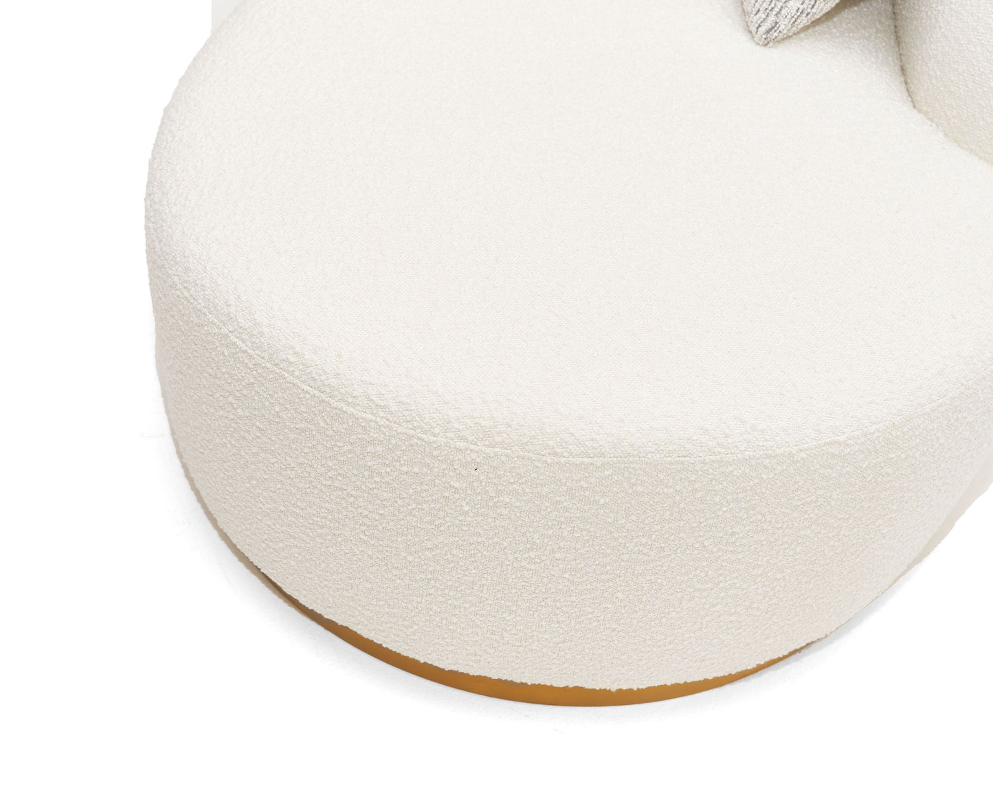 Divani Casa Frontier - Glam White Fabric Curved Sectional Sofa with Taupe Pillows