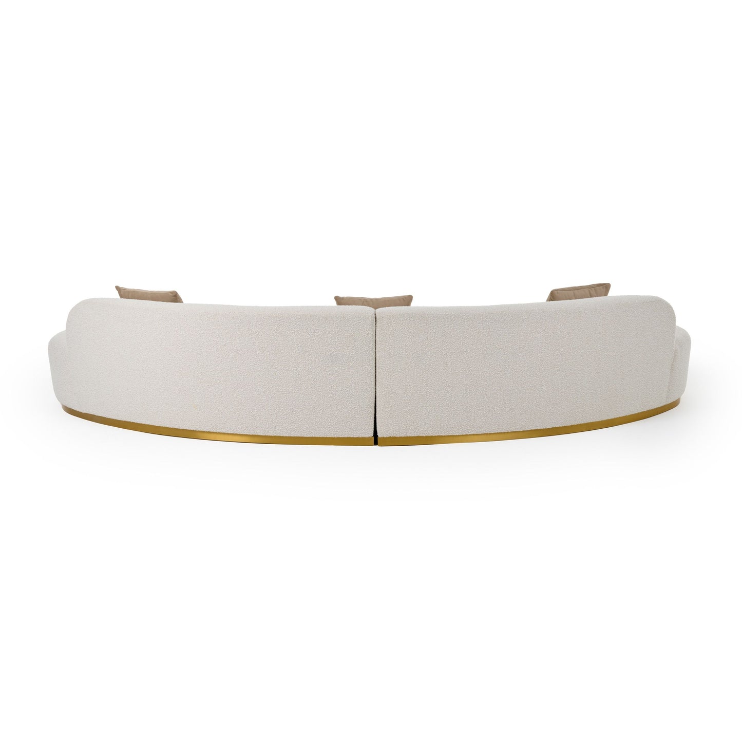 Divani Casa Frontier - Glam Beige Fabric Curved Sectional Sofa with Beige Pillows
