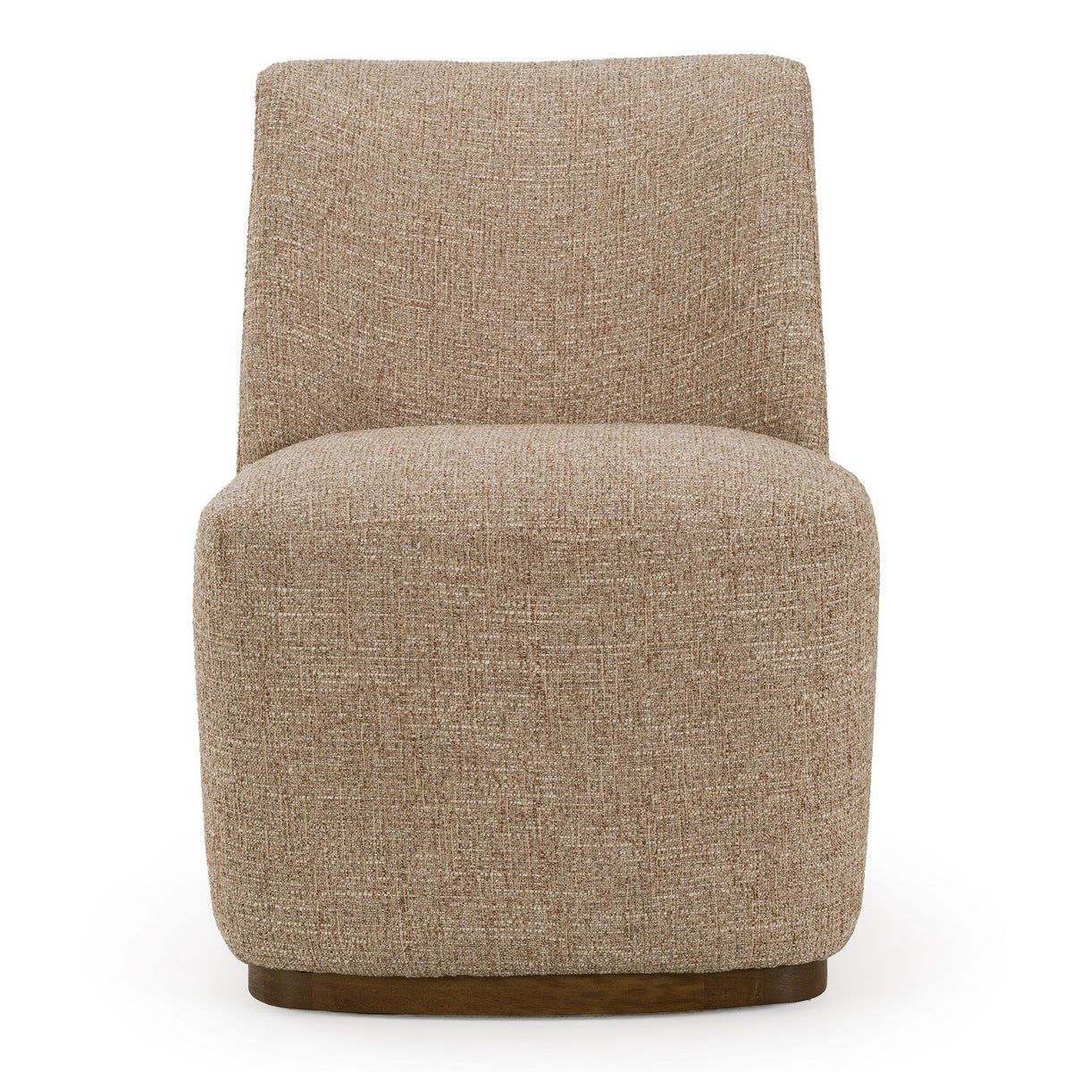 Galloway Modern Beige Fabric and Walnut Dining Chairs with Casters Set of 2