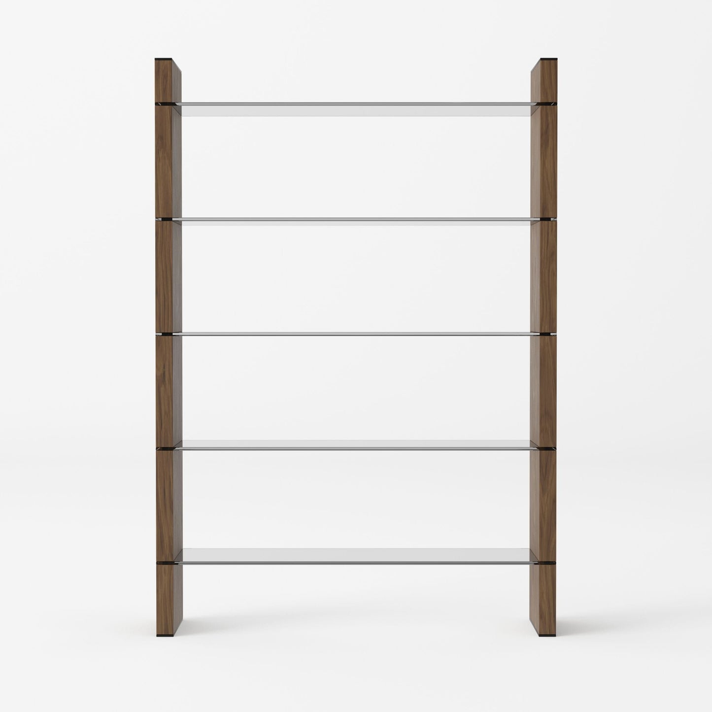 Modrest Glencoe - Modern Walnut & Black Glass Bookshelf