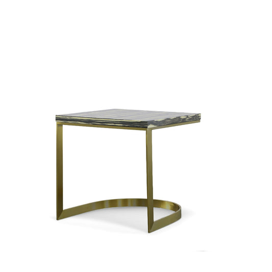 Modrest Greely Glam Black and Gold Marble End Table - Sophisticated Accent for Modern Spaces