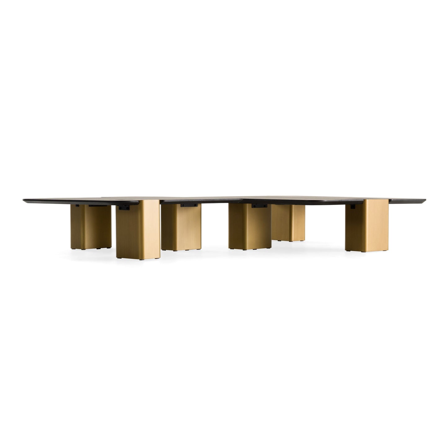 Modrest Harold Modern Nesting Coffee Table Set – Black Oak & Brushed Gold - Contemporary Square Tables