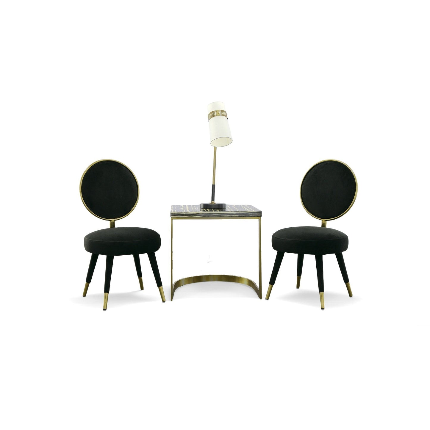 Modrest Haswell - Glam Black Velvet Accent Chair