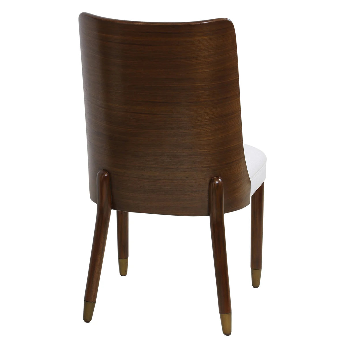 Corbett Side Chair Caramel Walnut Veneer Mahogany Cream Linen Seat Set of 2