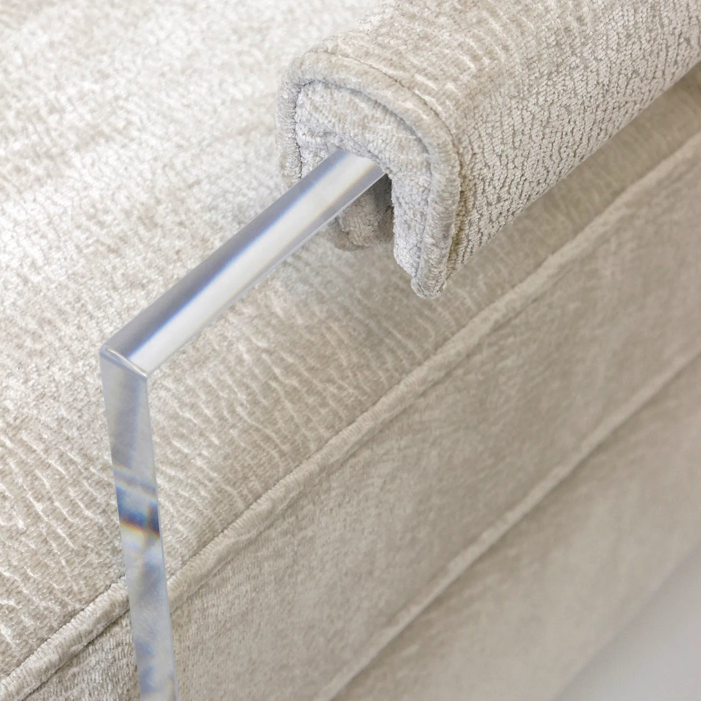 Carrington Chair β Elan Sand Fabric Upholstery on Hardwood with Sleek Acrylic Sides