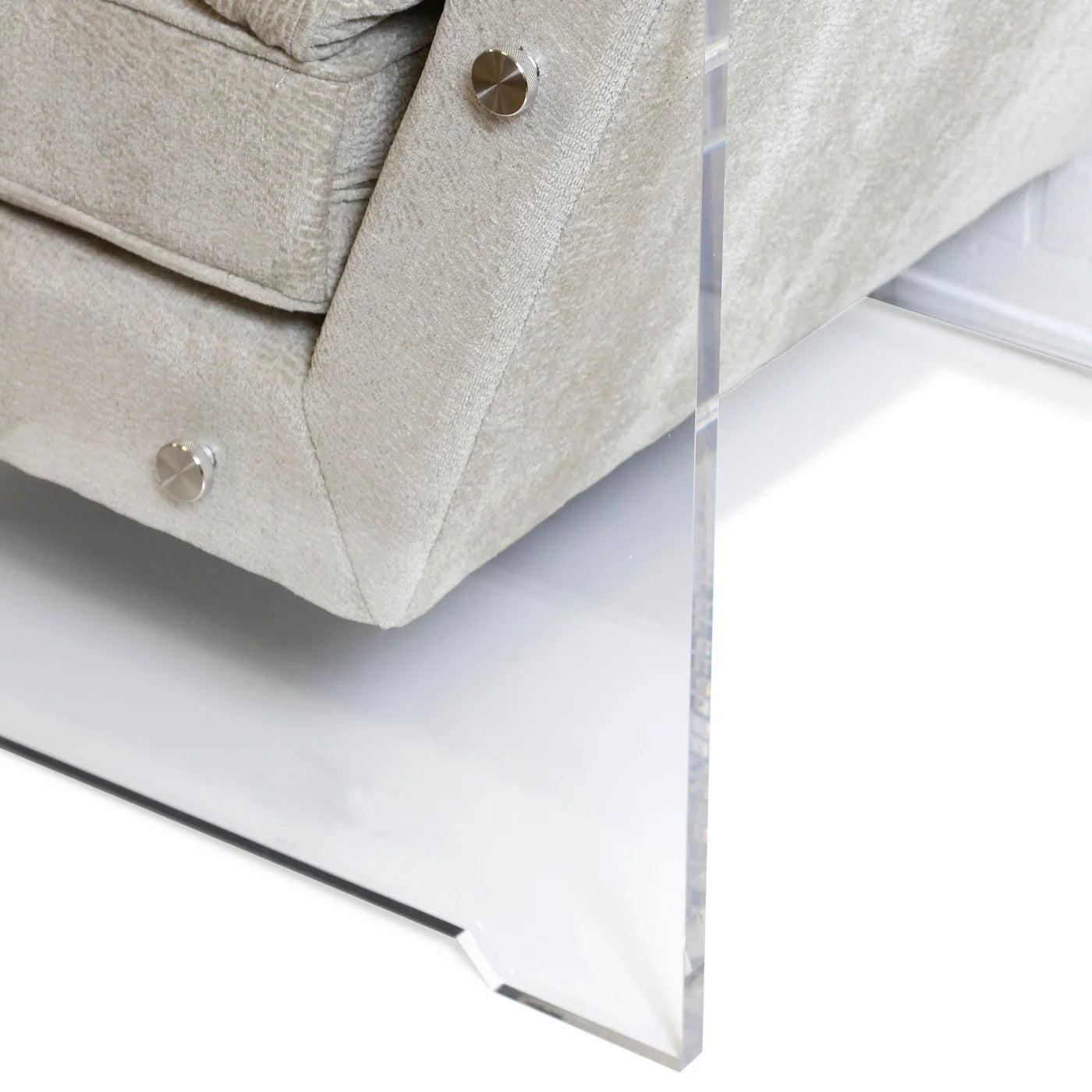 Carrington Chair β Elan Sand Fabric Upholstery on Hardwood with Sleek Acrylic Sides
