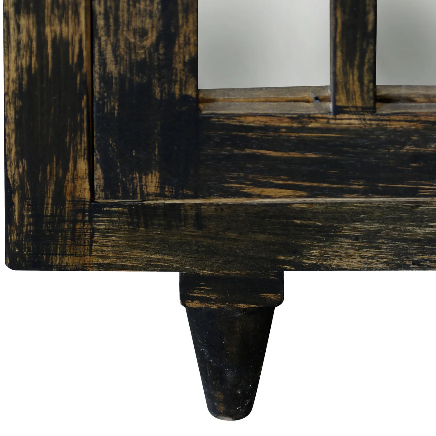 Rourke Sideboard | Matte Black Finish on Mango Wood with Antique Mirror | 4-Door β Stylish and Functional Storage for Modern Interiors