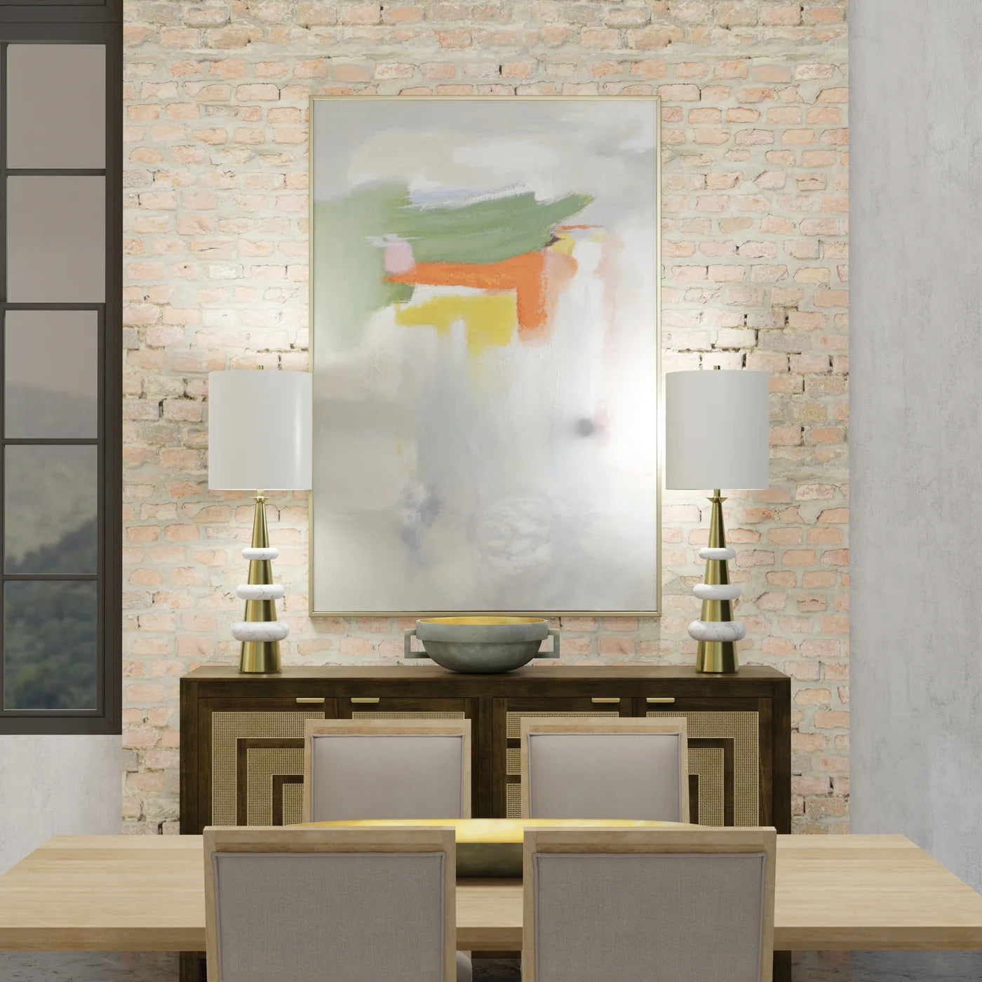Winston Dining Chair – Natural Finish Mango Wood with Linen Upholstery for Classic Elegance