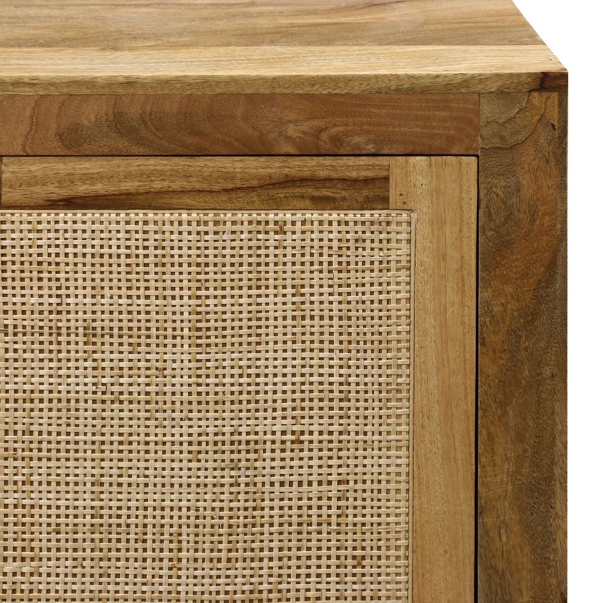 Colby Sideboard - Natural Finish Mango Wood with Cane Doors and Drawers