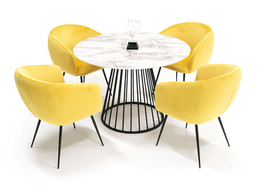 Modrest Holly - Modern Round White and Black Dining Table