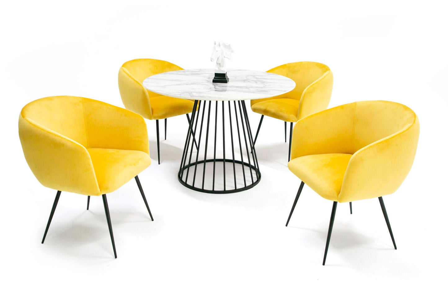 Modrest Holly - Modern Round White and Black Dining Table