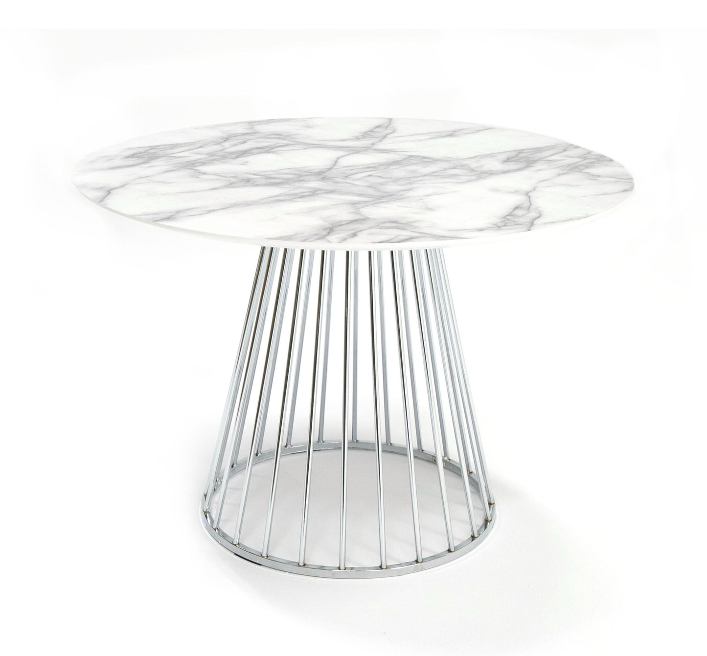 Modrest Holly - Modern White and Silver Round Dining Table