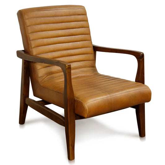 Muifield Channel Back Lounge Chair β Solid Teak Wood with Medium Stain Finish