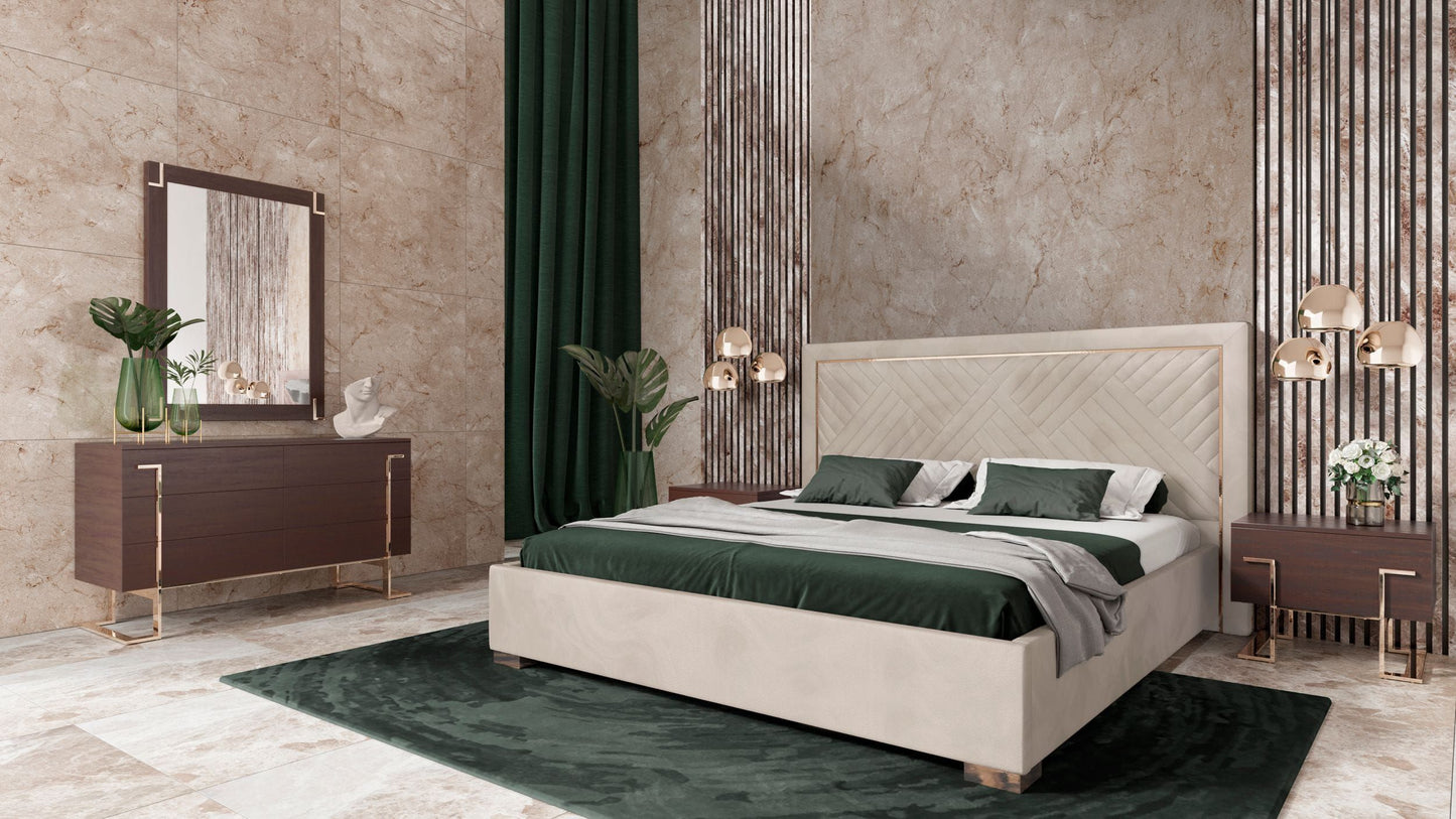 Modrest Corrico - Modern Off White and Champagne Gold Bedroom Set