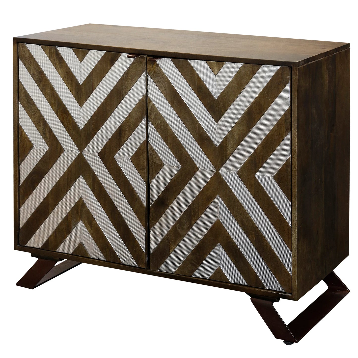 Chevron Two Door Cabinet 36in W X 32in H X 16in D Stylish Storage Solution