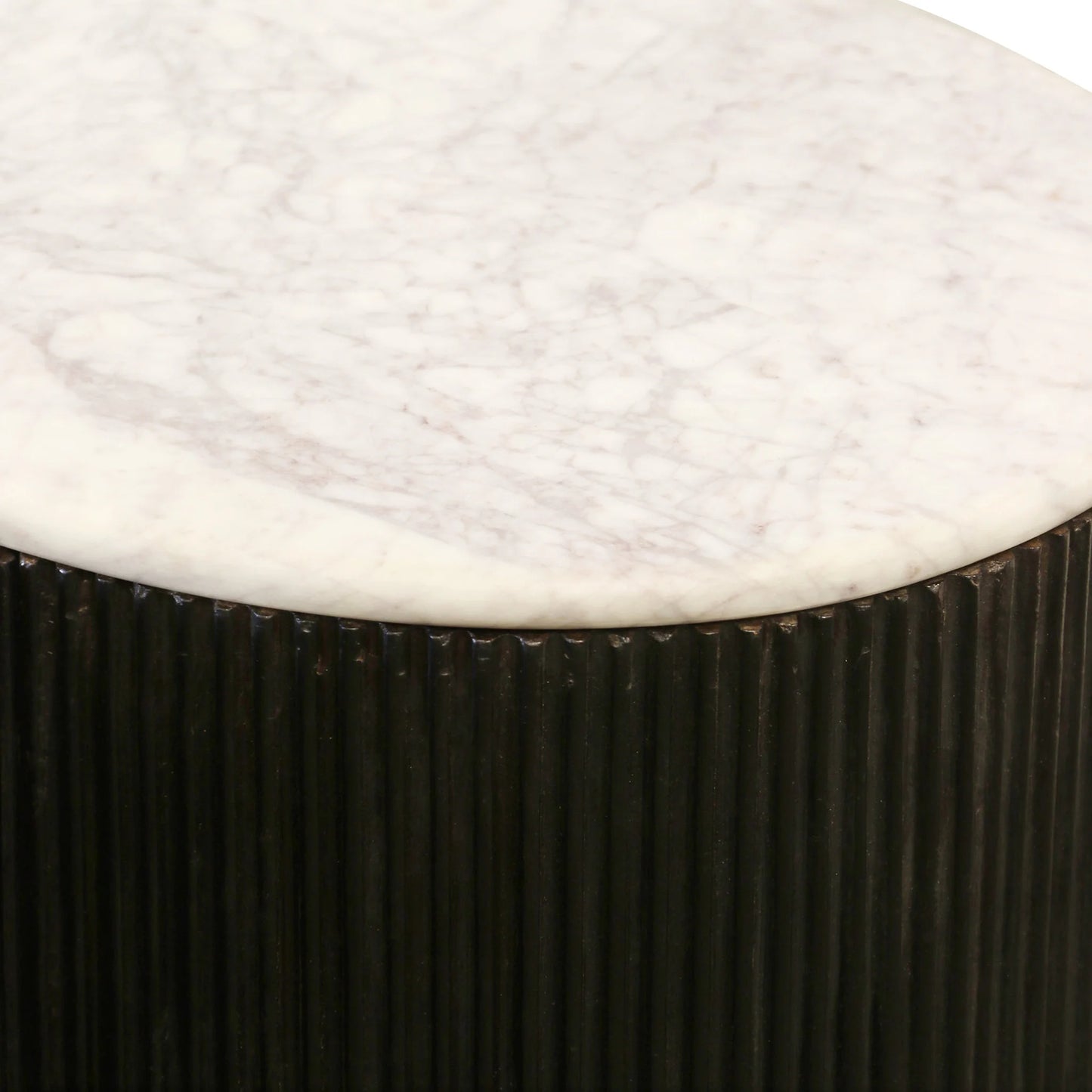 Dark Racetrack FourβDoor Oval Sideboard - Solid Mango Wood with Coco Finish