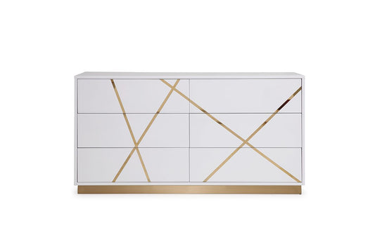 Modrest Nixa - Sleek Modern White & Gold Dresser | Elegant Home Decor & Organization