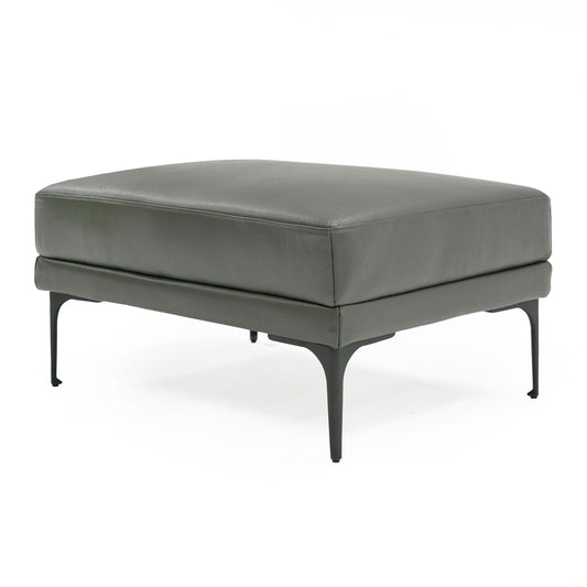 Divani Casa Jacoba Modern Dark Grey Leather Rectangular Ottoman β Sleek Contemporary Living Room Accent