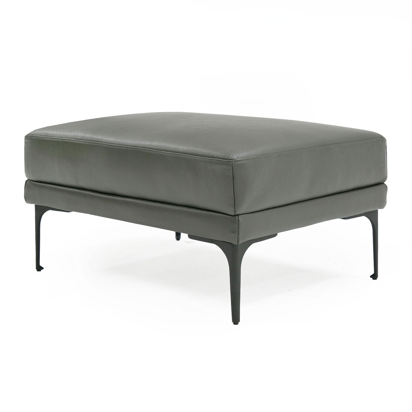 Divani Casa Jacoba - Modern Dark Grey Leather Rectangular Ottoman