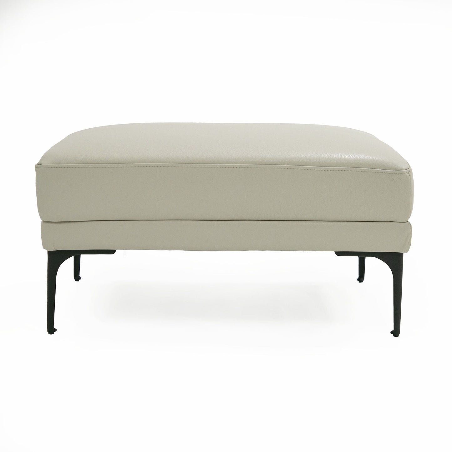 Divani Casa Jacoba - Modern Light Grey Leather Rectangular Ottoman