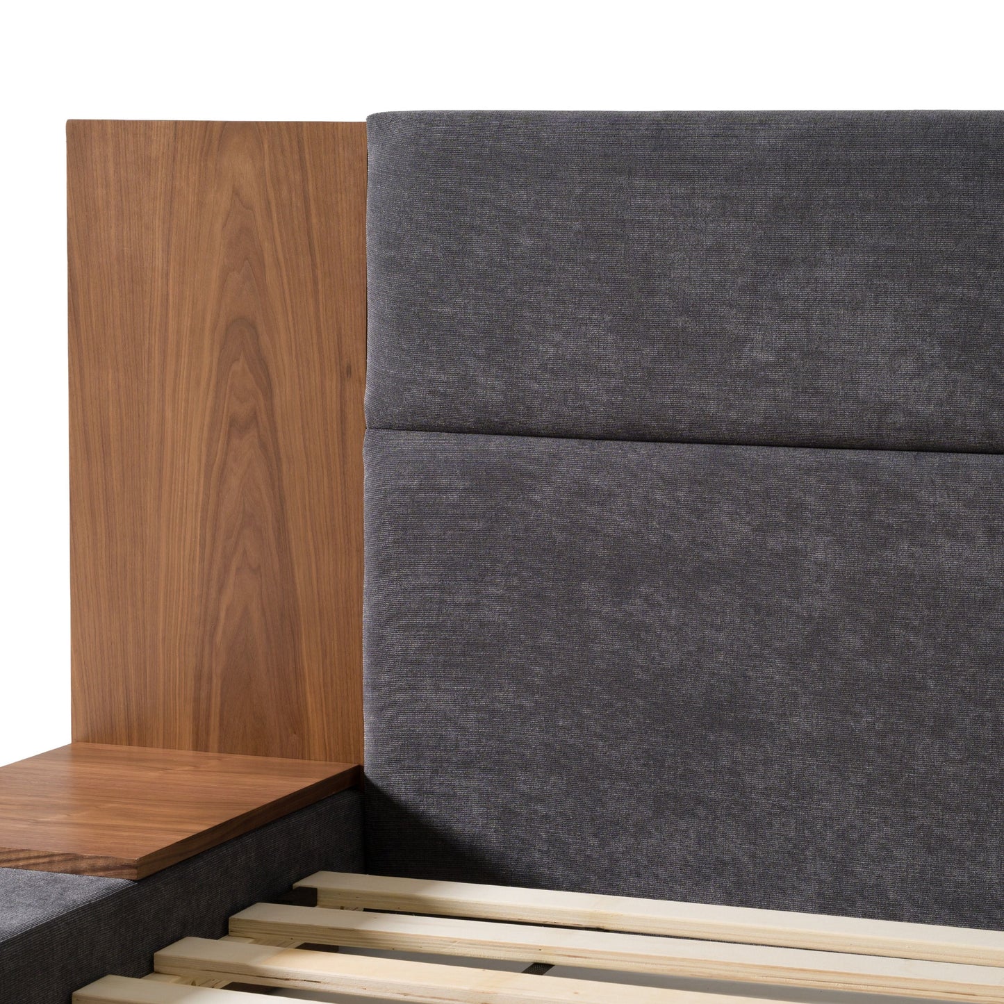 Jagger Dark Grey Fabric and Walnut Bedroom Set 5 Piece
