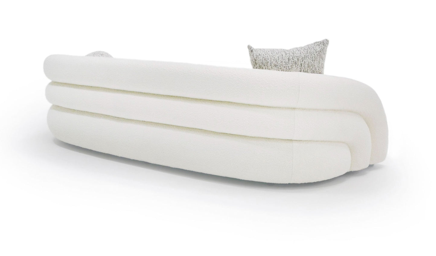 Modrest - Joshua Modern 4-Seater Curved White and Taupe Fabric Sofa