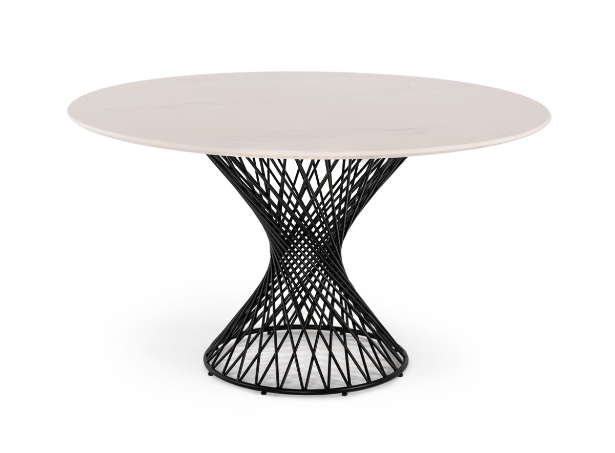 Modrest Joyce Modern Round White Cultured Marble Dining Table