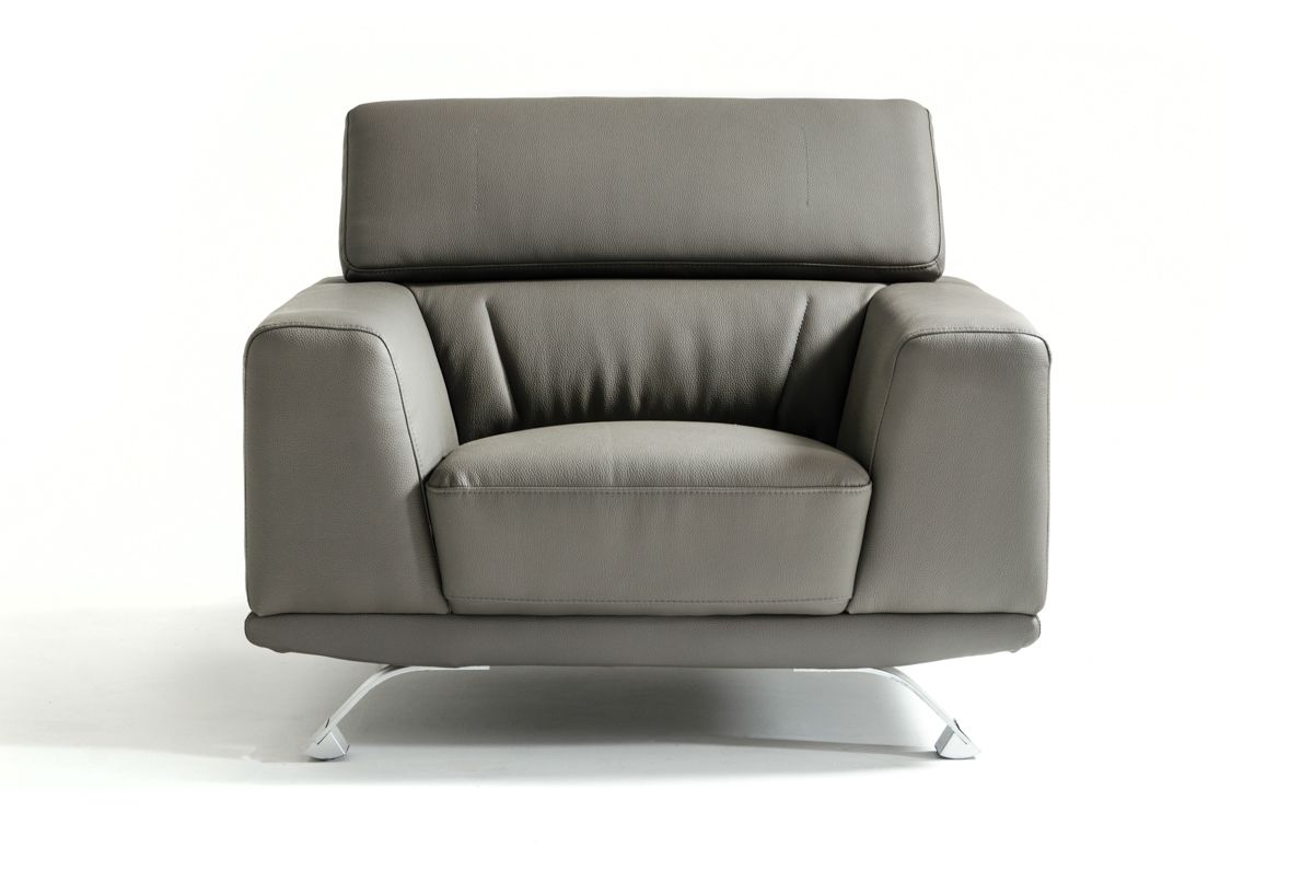 Divani Casa Brustle Modern Dark Grey Eco-Leather Chair for a Sleek and Sustainable Seating Option