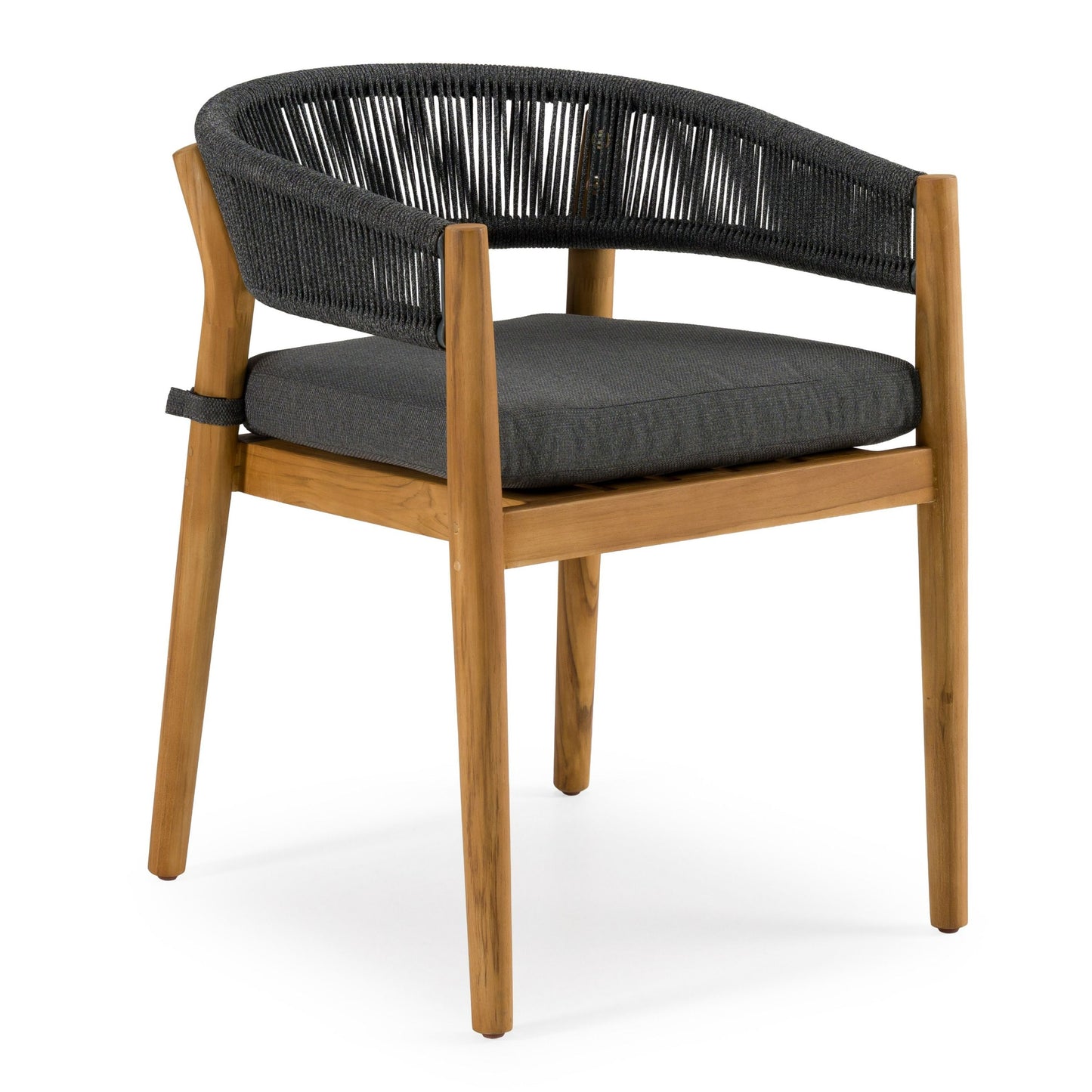 Kamari Outdoor Dining Set – Teak Wood Table with Grey Olefin Fabric Chairs